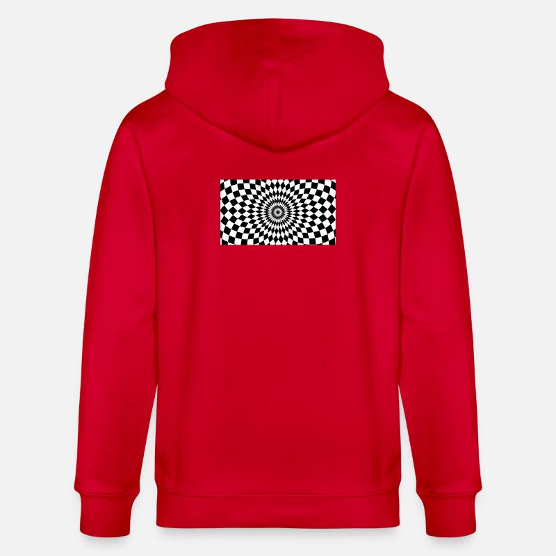 Optische Vortex-Checker-Illusion - Stanley/Stella Unisex Bio-Kapuzenjacke CULTIVATOR - Rot