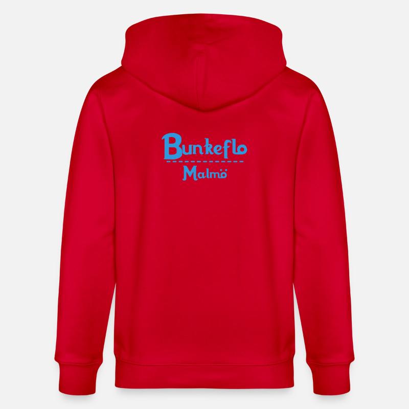 Centrum Malmö – Conception de texte bleu - Veste à capuche bio CULTIVATOR Stanley/Stella Unisexe - rouge