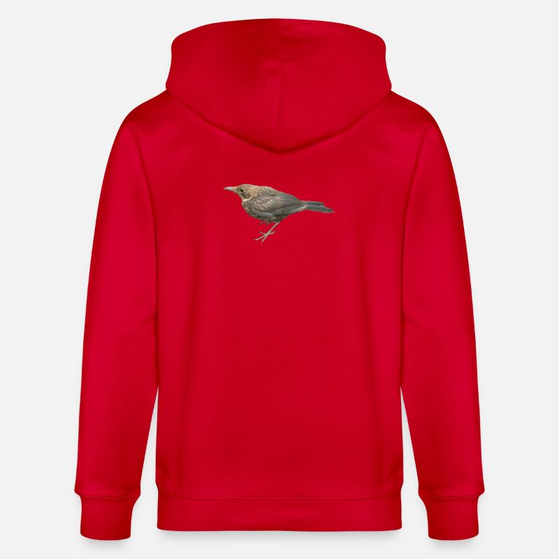Amsel Jungvogel - Stanley/Stella Unisex Bio-Kapuzenjacke CULTIVATOR  - Rot