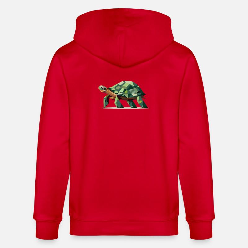 Stylized turtle in polygonal design - Stanley/Stella CULTIVATOR  Unisex Organic Hooded Jacket - red