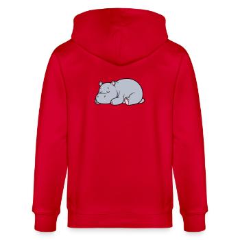 Schlafendes Nilpferd Müde Faul Vektor - Stanley/Stella Unisex Bio-Kapuzenjacke CULTIVATOR  - Rot - Hinten - Anna (173cm)