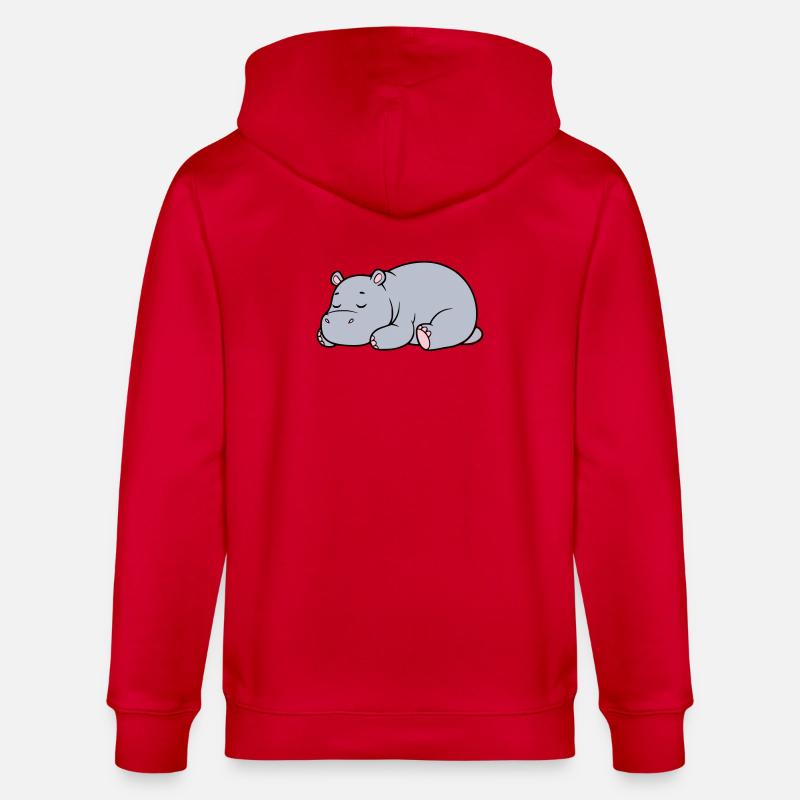 Sleeping Hippopotamus Tired Lazy Vector - Stanley/Stella CULTIVATOR  Unisex Organic Hooded Jacket - red