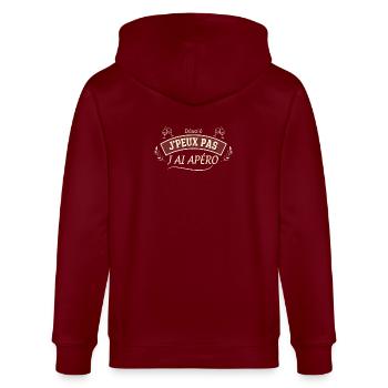 Apéro Manqué Désolé - Veste à capuche bio CULTIVATOR Stanley/Stella Unisexe - bordeaux - Dos - Anna (173cm)