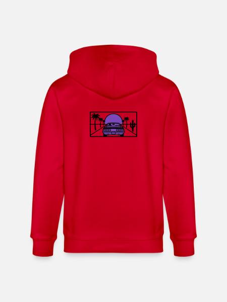 Night Driving Highway Graphic - Stanley/Stella CULTIVATOR Unisex Organic Hooded Jacket - red