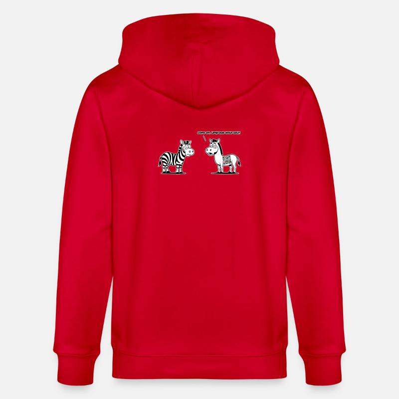 Lustiges Zebra mit QR-Code-Upgrade - Stanley/Stella Unisex Bio-Kapuzenjacke CULTIVATOR  - Rot