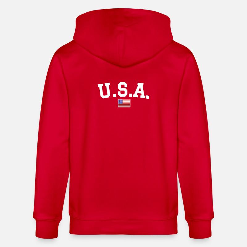Drapeau américain Blanc - Veste à capuche bio CULTIVATOR Stanley/Stella Unisexe - rouge