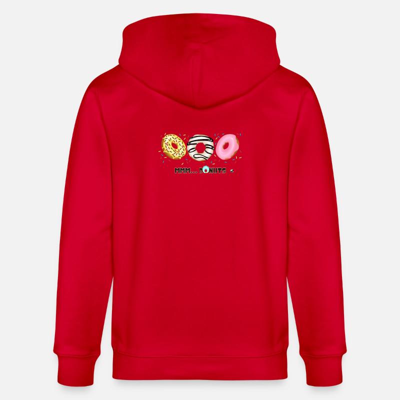 Glasierte Donuts mit Sprinkles Abbildung - Stanley/Stella Unisex Bio-Kapuzenjacke CULTIVATOR  - Rot