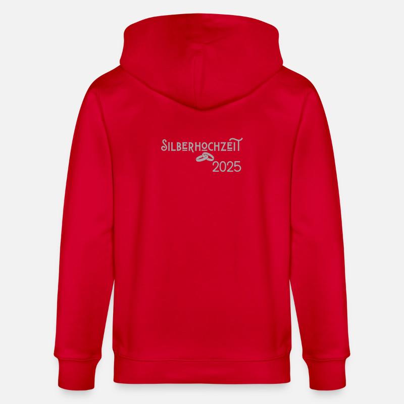 Silberhochzeit 2025 mit Ringen Jugendstil - Stanley/Stella Unisex Bio-Kapuzenjacke CULTIVATOR  - Rot