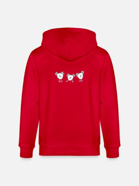 3 chickens hens feathered cattle - Stanley/Stella CULTIVATOR  Unisex Organic Hooded Jacket - red