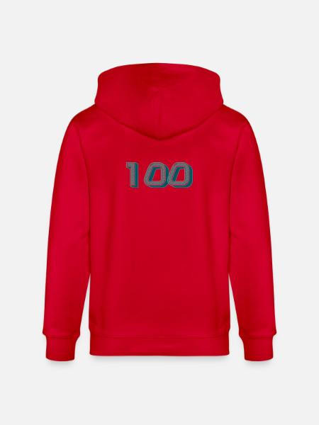 100. 100 ÅR. 100 års jubilæum. FØDSELSDAG 100 - Stanley/Stella økologisk unisex-hættejakke CULTIVATOR  - rød