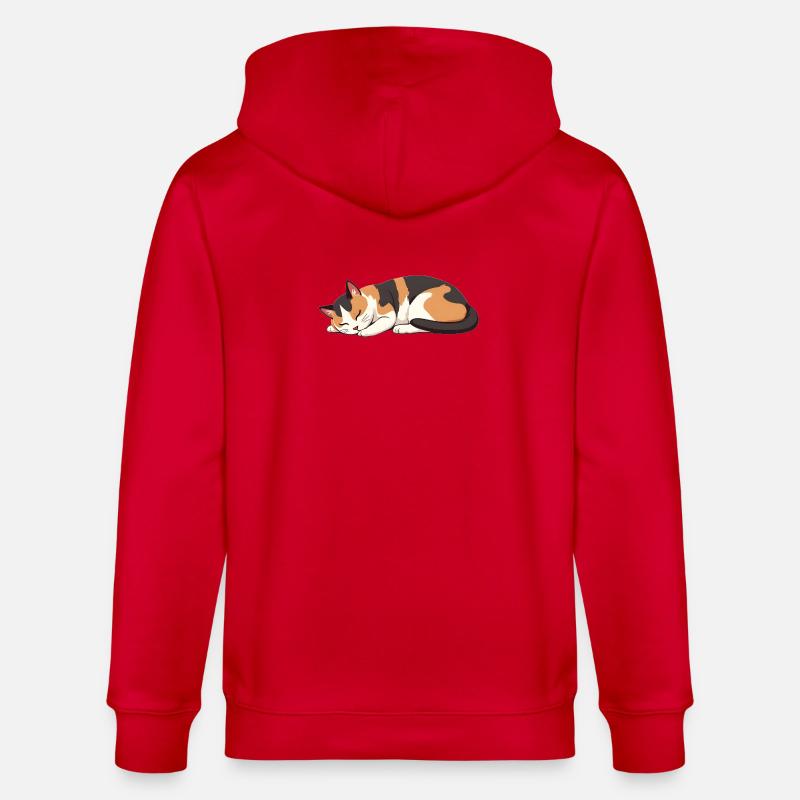 sleeping cat - Stanley/Stella CULTIVATOR  Unisex Organic Hooded Jacket - red