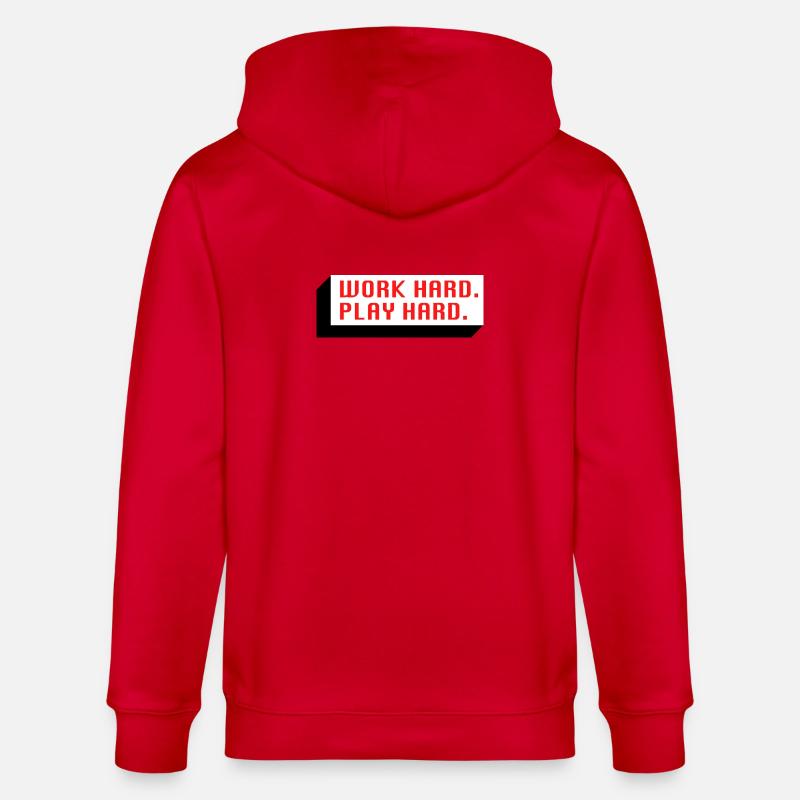 Work Hard. Play Hard. (Rot) - Stanley/Stella Unisex Bio-Kapuzenjacke CULTIVATOR  - Rot
