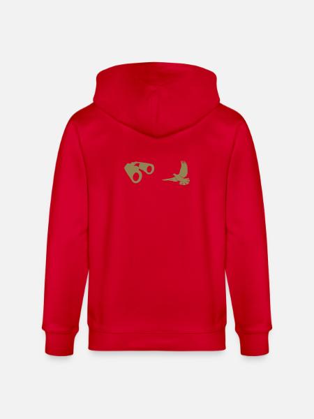 Minimalist Bird Watching Silhouette - Stanley/Stella CULTIVATOR  Unisex Organic Hooded Jacket - red