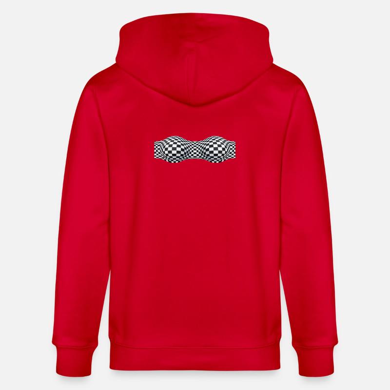 Folded Checkered Patterns - Stanley/Stella CULTIVATOR  Unisex Organic Hooded Jacket - red