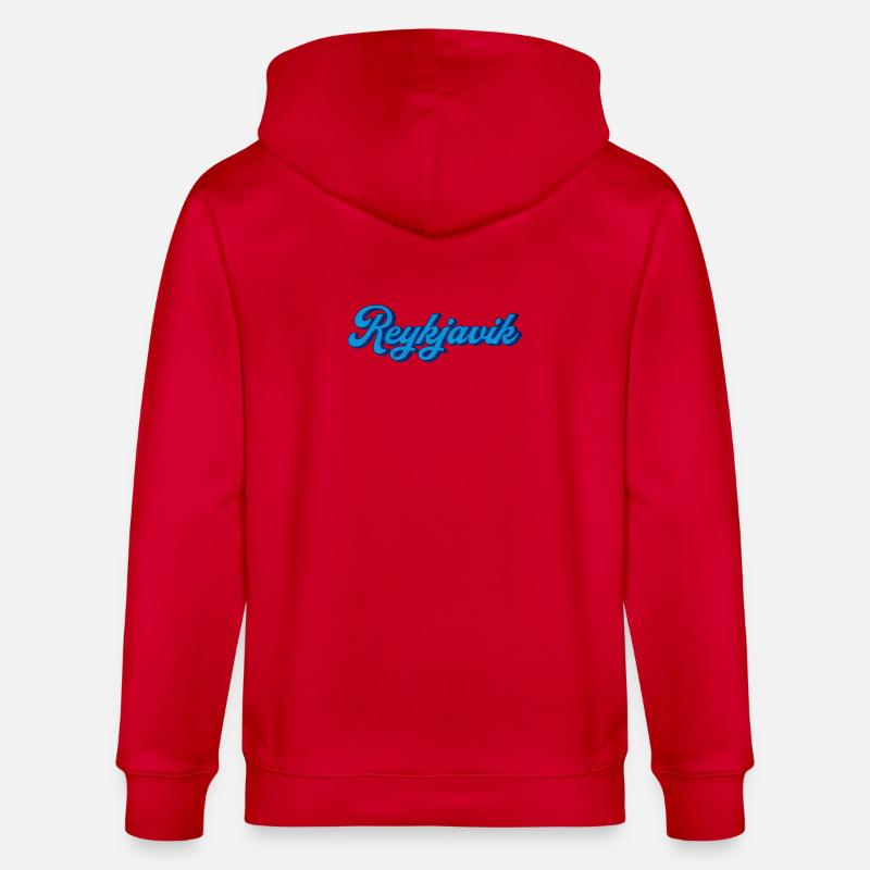 Reykjavik Blau Script Logo - Stanley/Stella Unisex Bio-Kapuzenjacke CULTIVATOR  - Rot