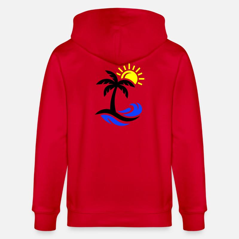 Océan Palm Tree Beach - Veste à capuche bio CULTIVATOR Stanley/Stella Unisexe - rouge