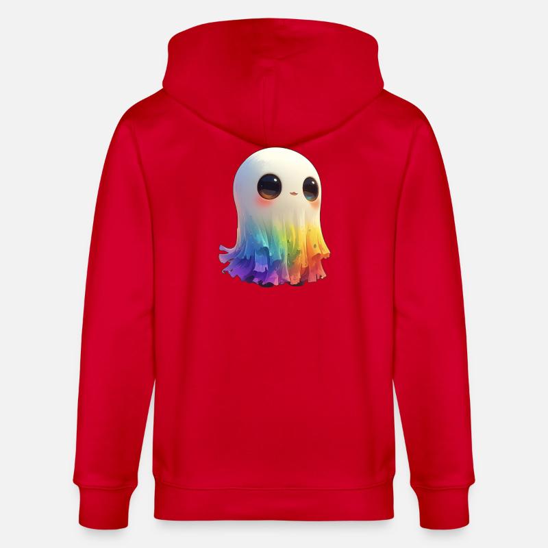 Fantôme arc-en-ciel flippant et mignon - Veste à capuche bio CULTIVATOR Stanley/Stella Unisexe - rouge