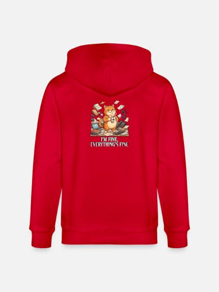 I'm Fine, Everything's Fine - Stanley/Stella CULTIVATOR Unisex Organic Hooded Jacket - red