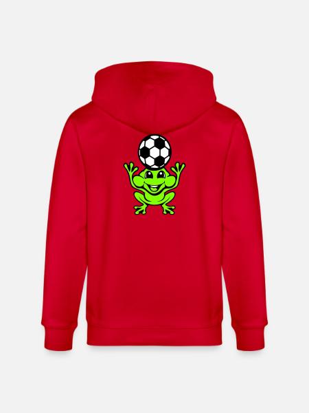 Frog Soccer Header Ball Playing Toad - Stanley/Stella CULTIVATOR  Unisex Organic Hooded Jacket - red