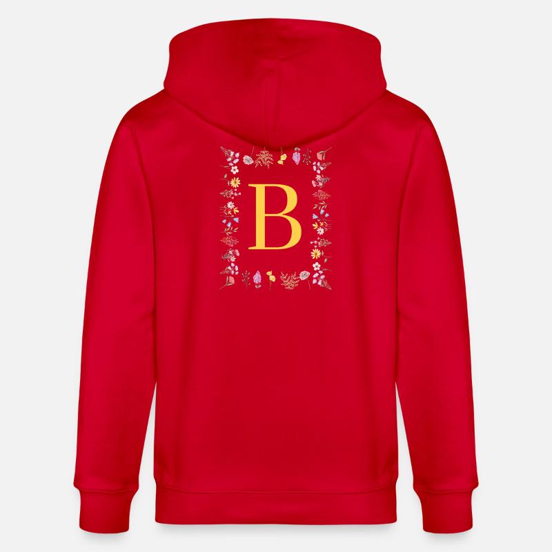 Florale Initialen "B", Buchstaben Monogramm  - Stanley/Stella Unisex Bio-Kapuzenjacke CULTIVATOR  - Rot