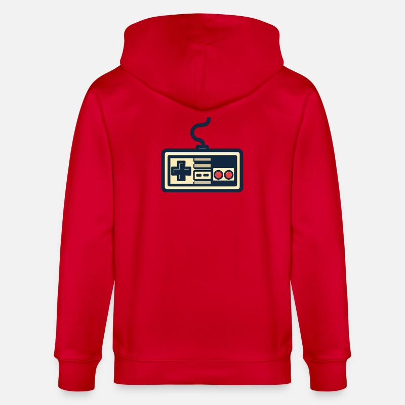 Retro game controller design - Stanley/Stella CULTIVATOR  Unisex Organic Hooded Jacket - red