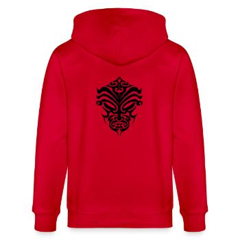 maori - Stanley/Stella Unisex Bio-Kapuzenjacke CULTIVATOR  - Rot - Hinten - Anna (173cm)
