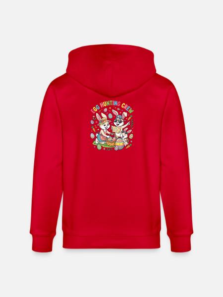 Hoster Bunny Family - Egg Collector - Stanley/Stella CULTIVATOR  Unisex Organic Hooded Jacket - red