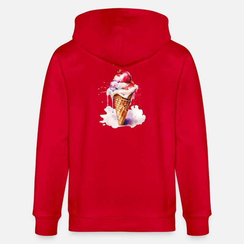 Aquarell Eiscreme Tropfen Kunst Cone - Veste à capuche bio CULTIVATOR Stanley/Stella Unisexe - rouge