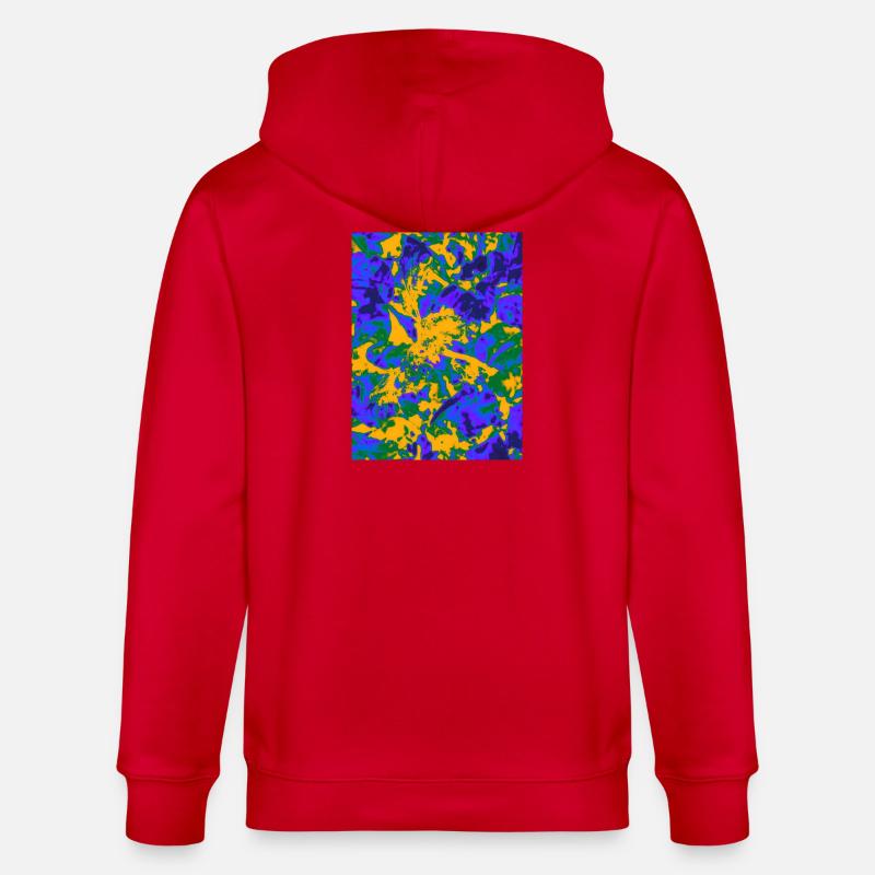 Explosion florale psychédélique néon - Veste à capuche bio CULTIVATOR Stanley/Stella Unisexe - rouge