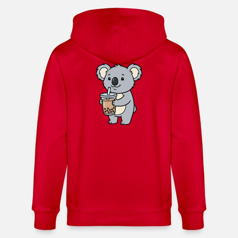 Koala bubble tea - Stanley/Stella CULTIVATOR Unisex Organic Hooded Jacket - red
