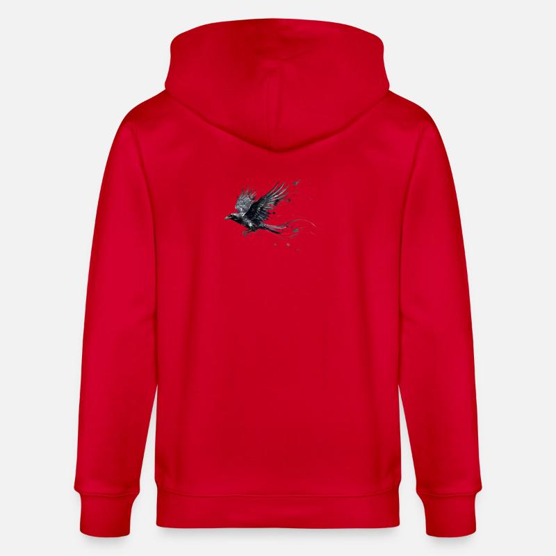 Crow Raven Paint Splash - Aquarelle moderne - Veste à capuche bio CULTIVATOR Stanley/Stella Unisexe - rouge