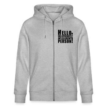 hello_person - Stanley/Stella Unisex Bio-Kapuzenjacke CULTIVATOR  - Grau meliert - Vorne - Jaron (178cm) & Liana (172cm)