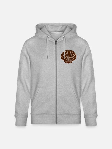 Logo Brown Shell - Stanley/Stella CULTIVATOR  Unisex Organic Hooded Jacket - heather grey