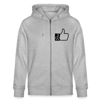 Like Football - Stanley/Stella CULTIVATOR  Unisex Organic Hooded Jacket - heather grey - Front - Jaron (178cm) & Liana (172cm)