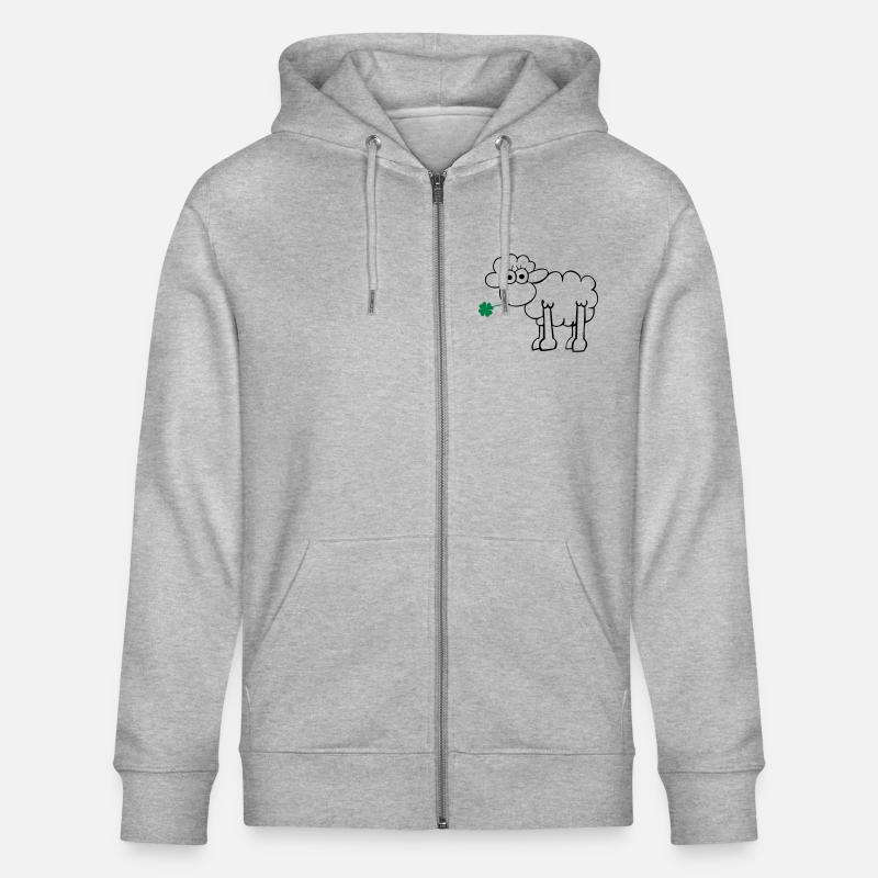 Schaf mit Kleeblatt - Stanley/Stella Unisex Bio-Kapuzenjacke CULTIVATOR  - Grau meliert
