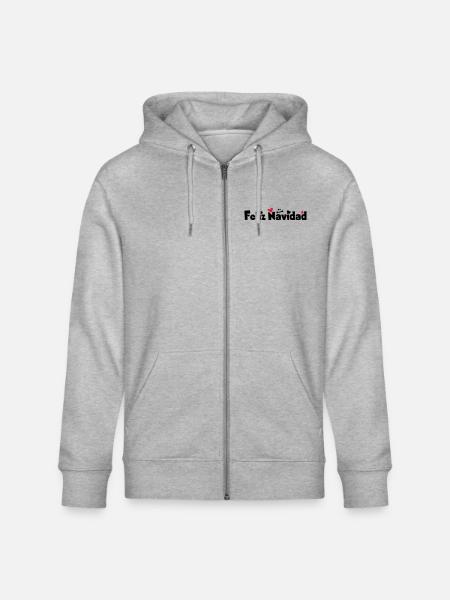 Feliz Navidad Merry Christmas - Stanley/Stella CULTIVATOR  Unisex Organic Hooded Jacket - heather grey