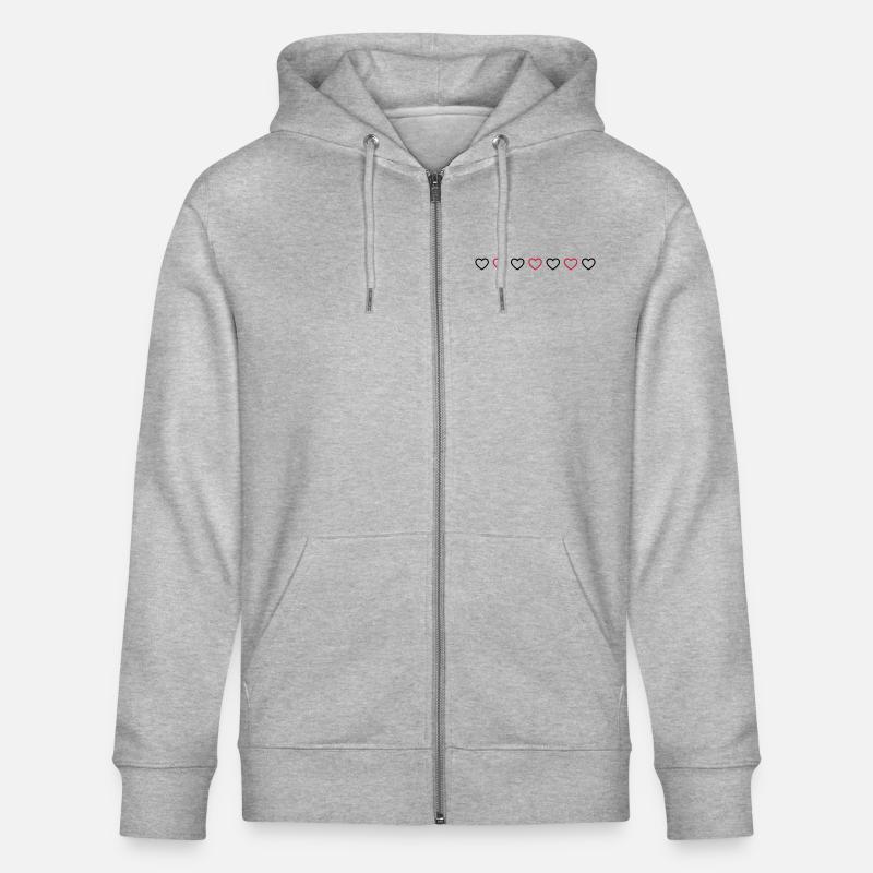 Ligne de symbole de cœurs - Veste à capuche bio CULTIVATOR Stanley/Stella Unisexe - gris chiné