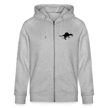 Spinosaurus - Stanley/Stella CULTIVATOR  Unisex Organic Hooded Jacket - heather grey - Front - Jaron (178cm) & Liana (172cm)