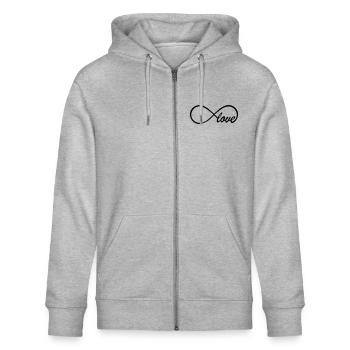 Love Infinity Swag - Veste à capuche bio CULTIVATOR Stanley/Stella Unisexe - gris chiné - Devant - Jaron (178cm) & Liana (172cm)