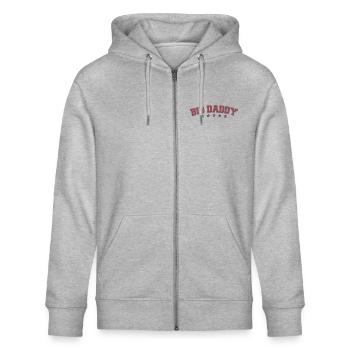 Logo Vatertag Big Daddy Held Papa Vater - Stanley/Stella Unisex Bio-Kapuzenjacke CULTIVATOR  - Grau meliert - Vorne - Jaron (178cm) & Liana (172cm)