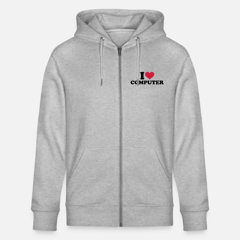 I love Computer - Veste à capuche bio CULTIVATOR Stanley/Stella Unisexe - gris chiné