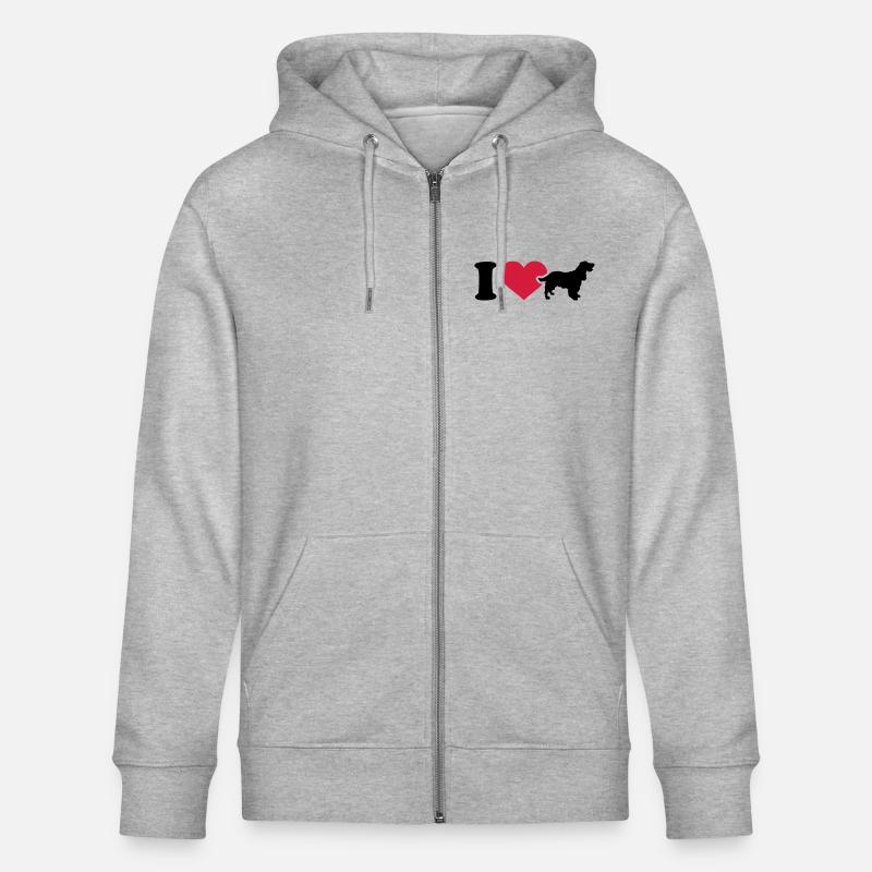 I love Cocker Spaniel - Veste à capuche bio CULTIVATOR Stanley/Stella Unisexe - gris chiné