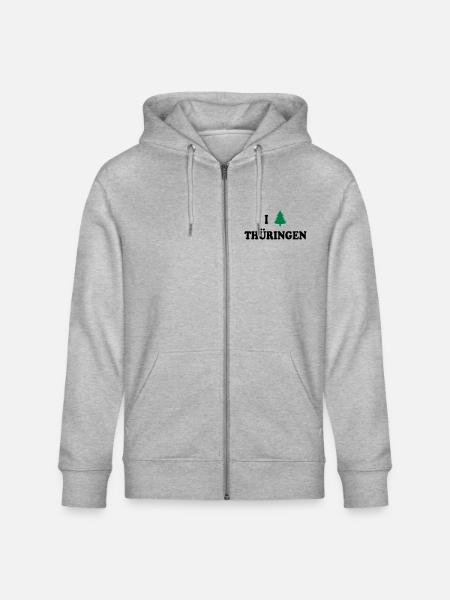 I Love Thüringen - Stanley/Stella CULTIVATOR Unisex Organic Hooded Jacket - heather grey