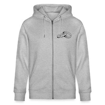 eheringe_01 - Stanley/Stella Unisex Bio-Kapuzenjacke CULTIVATOR  - Grau meliert - Vorne - Jaron (178cm) & Liana (172cm)