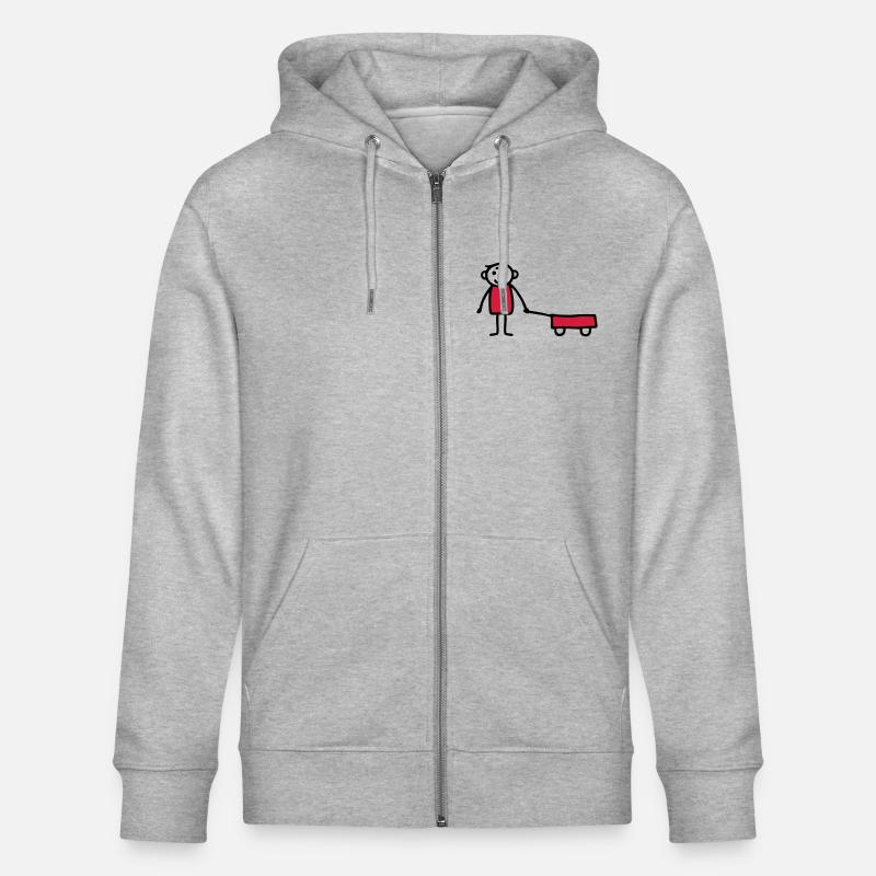 Junge mit Bollerwagen - V2 - Stanley/Stella Unisex Bio-Kapuzenjacke CULTIVATOR - Grau meliert