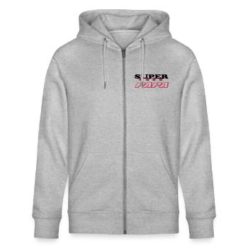 SUPER DAD - Stanley/Stella CULTIVATOR  Unisex Organic Hooded Jacket - heather grey - Front - Jaron (178cm) & Liana (172cm)