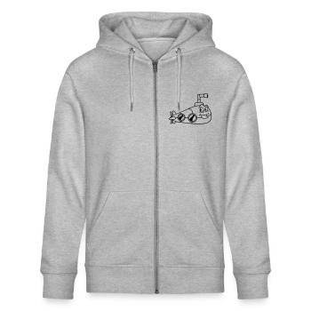 Lustiges U-Boot mit Gesicht Lächelt Comic Cartoon - Stanley/Stella Unisex Bio-Kapuzenjacke CULTIVATOR  - Grau meliert - Vorne - Jaron (178cm) & Liana (172cm)