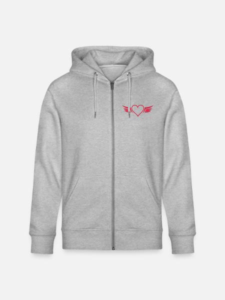 Heart Wings - Stanley/Stella CULTIVATOR Unisex Organic Hooded Jacket - heather grey