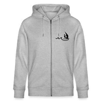 windsurfer - Stanley/Stella Unisex Bio-Kapuzenjacke CULTIVATOR  - Grau meliert - Vorne - Jaron (178cm) & Liana (172cm)
