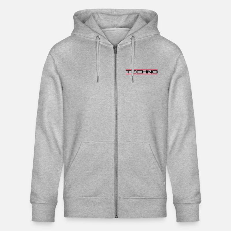 Techno red bars - Stanley/Stella CULTIVATOR  Unisex Organic Hooded Jacket - heather grey